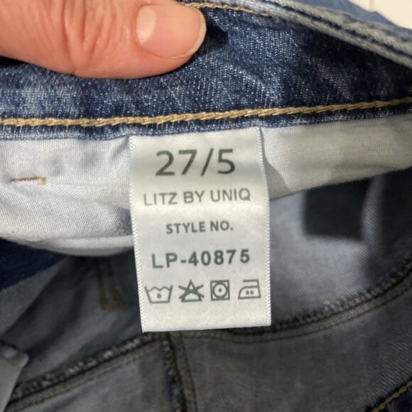 Uniq by Litz Distressed Flared Jeans Women's Size 27 - Picture 11 of 14